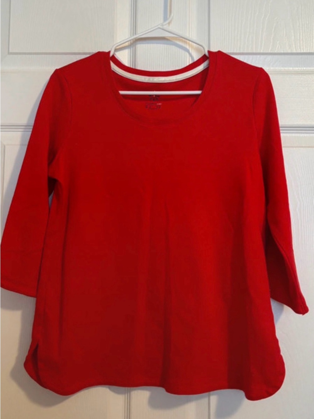 Women's Classic Red Button-Down Style Shirt - 3/4 Sleeve